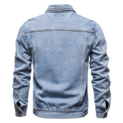 Vestes en jean vintage pour hommes, denim uni, mode moto, coupe slim, coton, décontracté, noir, bleu, automne 2024