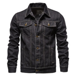 Vestes en jean vintage pour hommes, denim uni, mode moto, coupe slim, coton, décontracté, noir, bleu, automne 2024