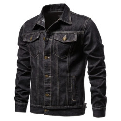 Vestes en jean vintage pour hommes, denim uni, mode moto, coupe slim, coton, décontracté, noir, bleu, automne 2024