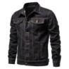 Vestes en jean vintage pour hommes, denim uni, mode moto, coupe slim, coton, décontracté, noir, bleu, automne 2024