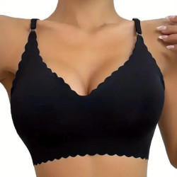 Ice InjUnderwear-Soutien-gorge confortable rembourré sans fil pour femme, bord ondulé, vêtements de yoga invisibles, soutien-gor