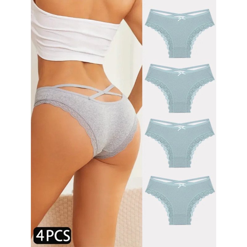 4 pièces slips en coton pour femmes Sexy femme caleçon élasticité confortable sous-vêtements culottes Lingerie S-XL solide docum