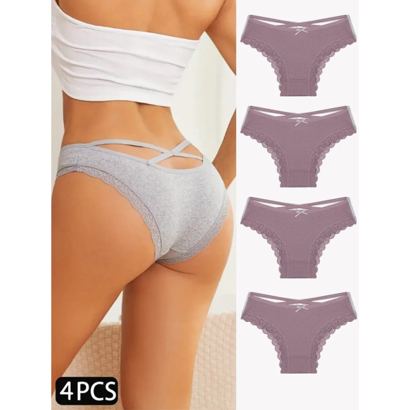 4 pièces slips en coton pour femmes Sexy femme caleçon élasticité confortable sous-vêtements culottes Lingerie S-XL solide docum