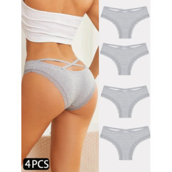 4 pièces slips en coton pour femmes Sexy femme caleçon élasticité confortable sous-vêtements culottes Lingerie S-XL solide docum