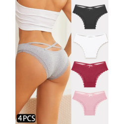 4 pièces slips en coton pour femmes Sexy femme caleçon élasticité confortable sous-vêtements culottes Lingerie S-XL solide docum