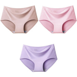 AOTOLK-Culotte sans couture grande taille pour femme, slip mi-audio, sous-vêtement respirant, soie glacée, entrejambe, lingerie 