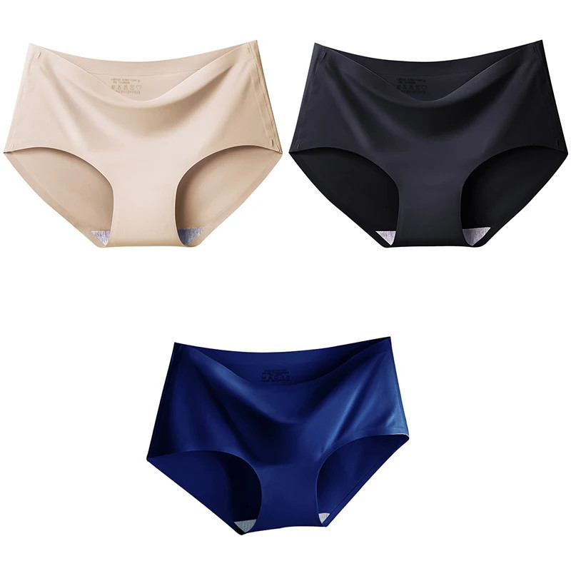 AOTOLK-Culotte sans couture grande taille pour femme, slip mi-audio, sous-vêtement respirant, soie glacée, entrejambe, lingerie 