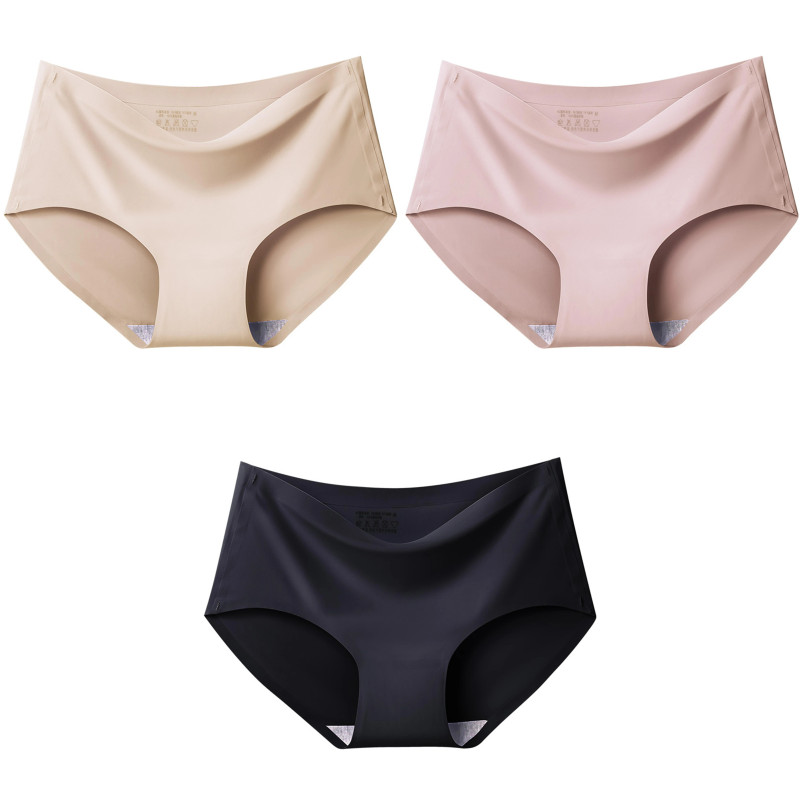 AOTOLK-Culotte sans couture grande taille pour femme, slip mi-audio, sous-vêtement respirant, soie glacée, entrejambe, lingerie 