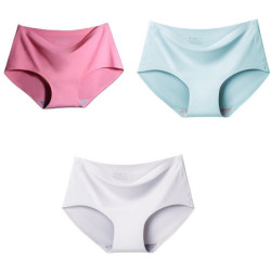 AOTOLK-Culotte sans couture grande taille pour femme, slip mi-audio, sous-vêtement respirant, soie glacée, entrejambe, lingerie 