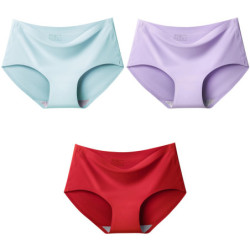 AOTOLK-Culotte sans couture grande taille pour femme, slip mi-audio, sous-vêtement respirant, soie glacée, entrejambe, lingerie 