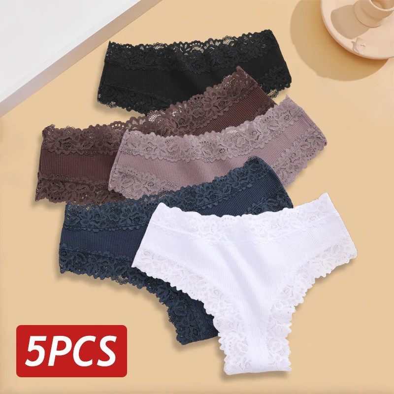 Culotte en coton sans couture en dentelle pour femmes, pantalons brésiliens sexy, lit deau, sous-vêtements respirants pour fille