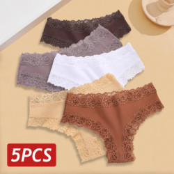 Culotte en coton sans couture en dentelle pour femmes, pantalons brésiliens sexy, lit deau, sous-vêtements respirants pour fille