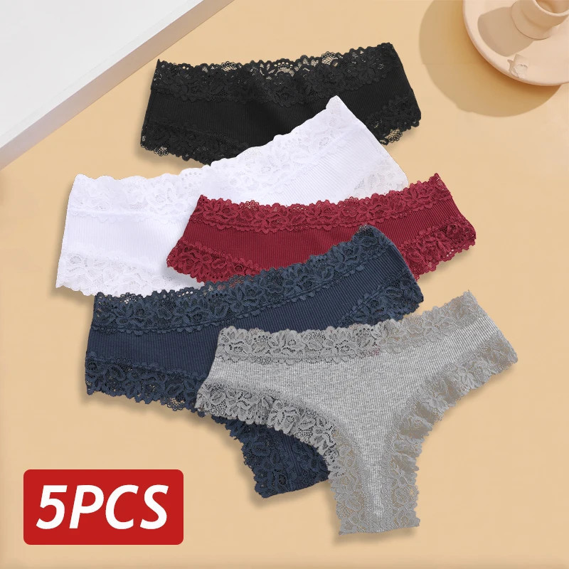 Culotte en coton sans couture en dentelle pour femmes, pantalons brésiliens sexy, lit deau, sous-vêtements respirants pour fille