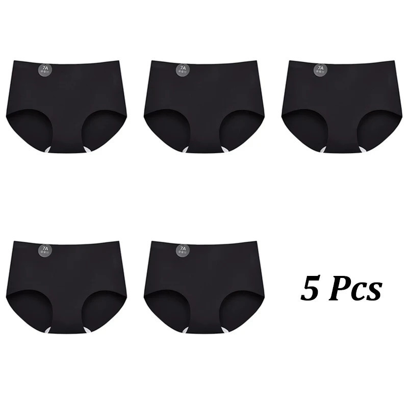 FINETOO 5 pièces sans couture Mulberry injUnderwear Ultral mince culotte pour femmes Sexy haute élastique Invisible slips doux L