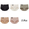 FINETOO 5 pièces sans couture Mulberry injUnderwear Ultral mince culotte pour femmes Sexy haute élastique Invisible slips doux L