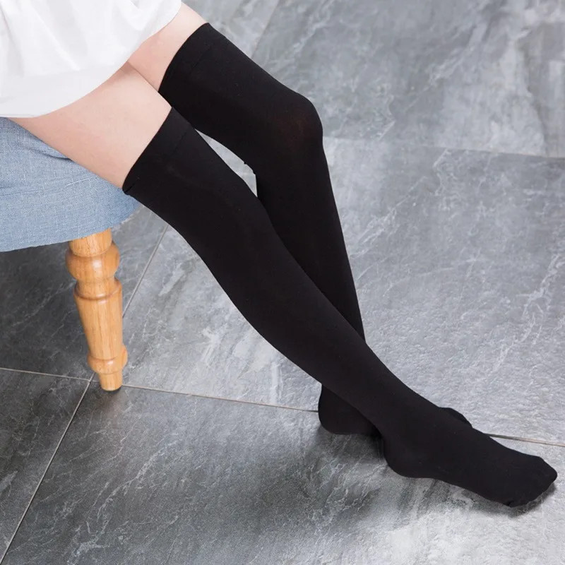 Femmes chaussettes bas chaud cuisse haute sur le genou chaussettes longues coton à lacets bas Medias Sexy bas