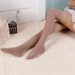 Femmes chaussettes bas chaud cuisse haute sur le genou chaussettes longues coton à lacets bas Medias Sexy bas