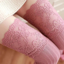 Femmes chaussettes bas chaud cuisse haute sur le genou chaussettes longues coton à lacets bas Medias Sexy bas