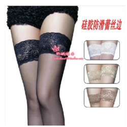 Bas en dentelle transparente pour femmes, chaussettes hautes sexy, chaussettes longues, bas anti-aldes, 7.0