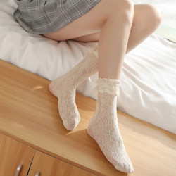 Chaussettes en résille en maille de dentelle sexy pour femmes, fibre mixte, transparentes, élastiques commandées, fil de filet d