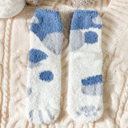 Chaussettes en velours à griffes de chat mignonnes pour femmes et enfants, tube moyen pour filles, chaussettes de sommeil épaiss