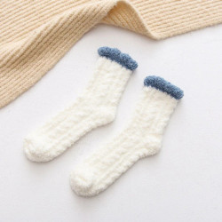 Chaussettes en velours à griffes de chat mignonnes pour femmes et enfants, tube moyen pour filles, chaussettes de sommeil épaiss