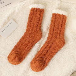 Chaussettes en velours à griffes de chat mignonnes pour femmes et enfants, tube moyen pour filles, chaussettes de sommeil épaiss