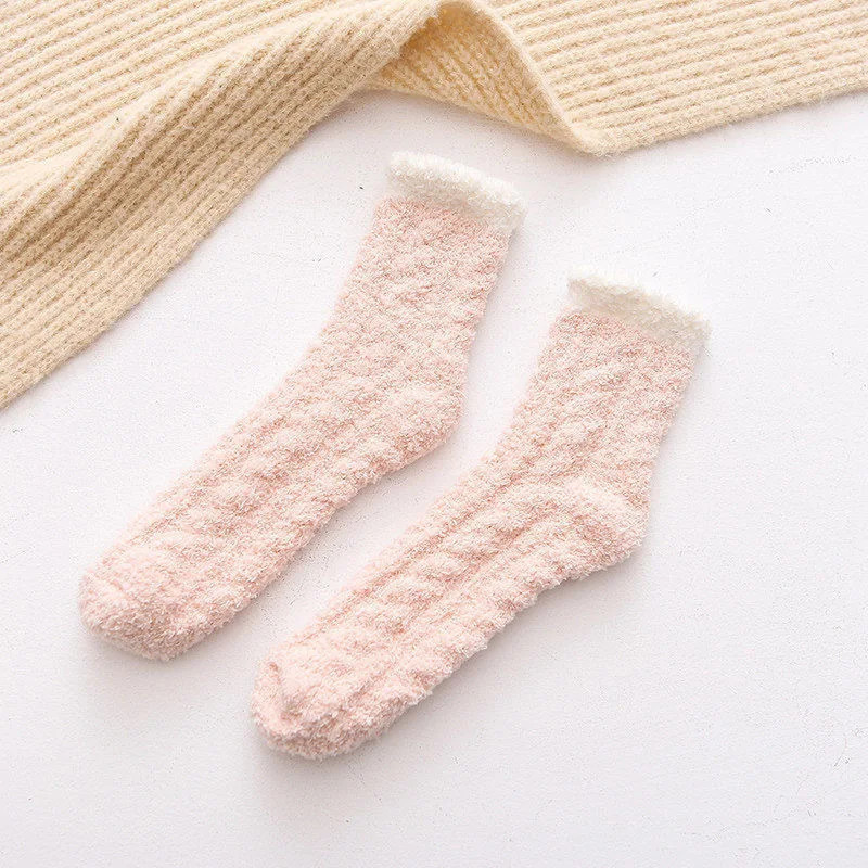 Chaussettes en velours à griffes de chat mignonnes pour femmes et enfants, tube moyen pour filles, chaussettes de sommeil épaiss