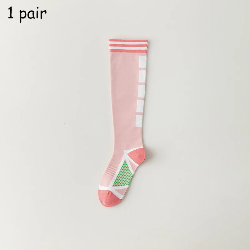 Chaussettes athlétiques hautes au genou pour femmes, tube à rayures, chaussettes de sport en plein air, idéales pour la course à