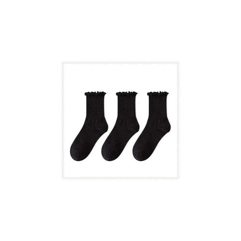 Chaussettes à volants en coton pour femmes, chaussettes Lolita mignonnes, chaussettes coréennes Kawaii, chaussettes de printemps