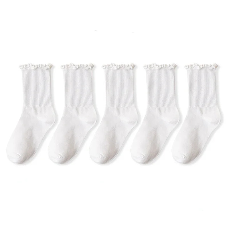 Chaussettes à volants en coton pour femmes, chaussettes Lolita mignonnes, chaussettes coréennes Kawaii, chaussettes de printemps