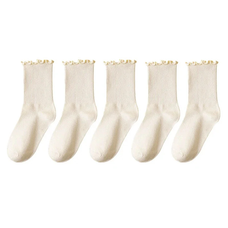 Chaussettes à volants en coton pour femmes, chaussettes Lolita mignonnes, chaussettes coréennes Kawaii, chaussettes de printemps