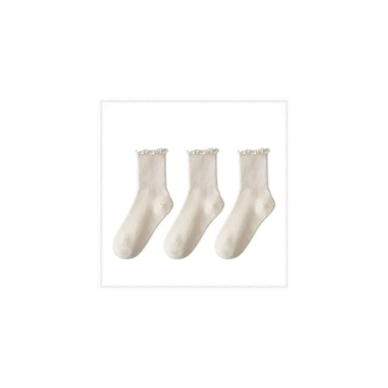 Chaussettes à volants en coton pour femmes, chaussettes Lolita mignonnes, chaussettes coréennes Kawaii, chaussettes de printemps