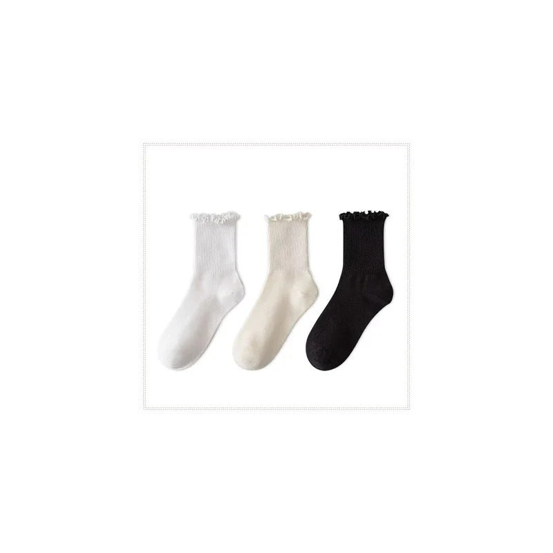 Chaussettes à volants en coton pour femmes, chaussettes Lolita mignonnes, chaussettes coréennes Kawaii, chaussettes de printemps