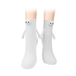 Chaussettes noires et blanches pour femmes, 1 paire, à la mode, amusantes, créatives, attraction magnétique, mains, dessin animé