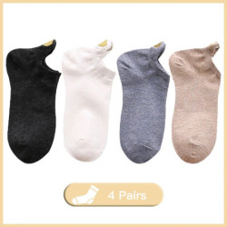 Lot de 4 paires de chaussettes en coton pour femmes, nouvelle collection printemps 2023, motifs brodés en forme de cœur, style d