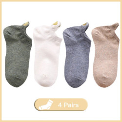 Lot de 4 paires de chaussettes en coton pour femmes, nouvelle collection printemps 2023, motifs brodés en forme de cœur, style d