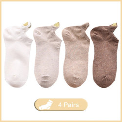 Lot de 4 paires de chaussettes en coton pour femmes, nouvelle collection printemps 2023, motifs brodés en forme de cœur, style d