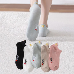 Lot de 4 paires de chaussettes en coton pour femmes, nouvelle collection printemps 2023, motifs brodés en forme de cœur, style d