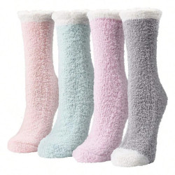 Chaussettes thermiques floues chaudes d'hiver pour femmes, chaussettes de couchage au sol de la maison, pantoufles de mode migno