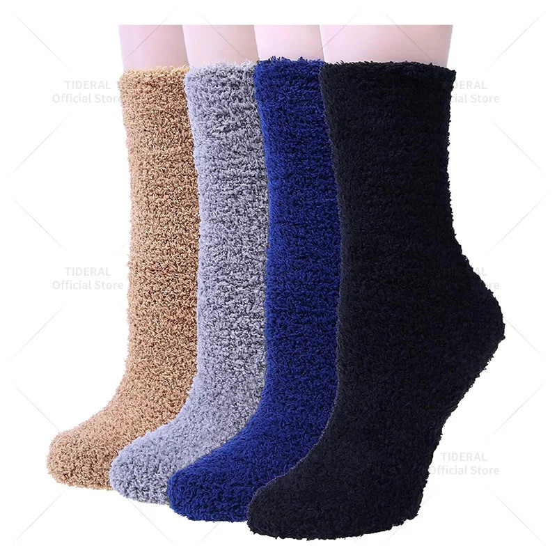 Chaussettes thermiques floues chaudes d'hiver pour femmes, chaussettes de couchage au sol de la maison, pantoufles de mode migno