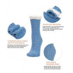 Chaussettes thermiques floues chaudes d'hiver pour femmes, chaussettes de couchage au sol de la maison, pantoufles de mode migno