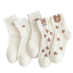 Chaussettes Rondes à Motif de Dessin Animé pour Femme et Fille, Mignonnes, Décontractées, Respirantes, à la Mode, Automne, 5/10 