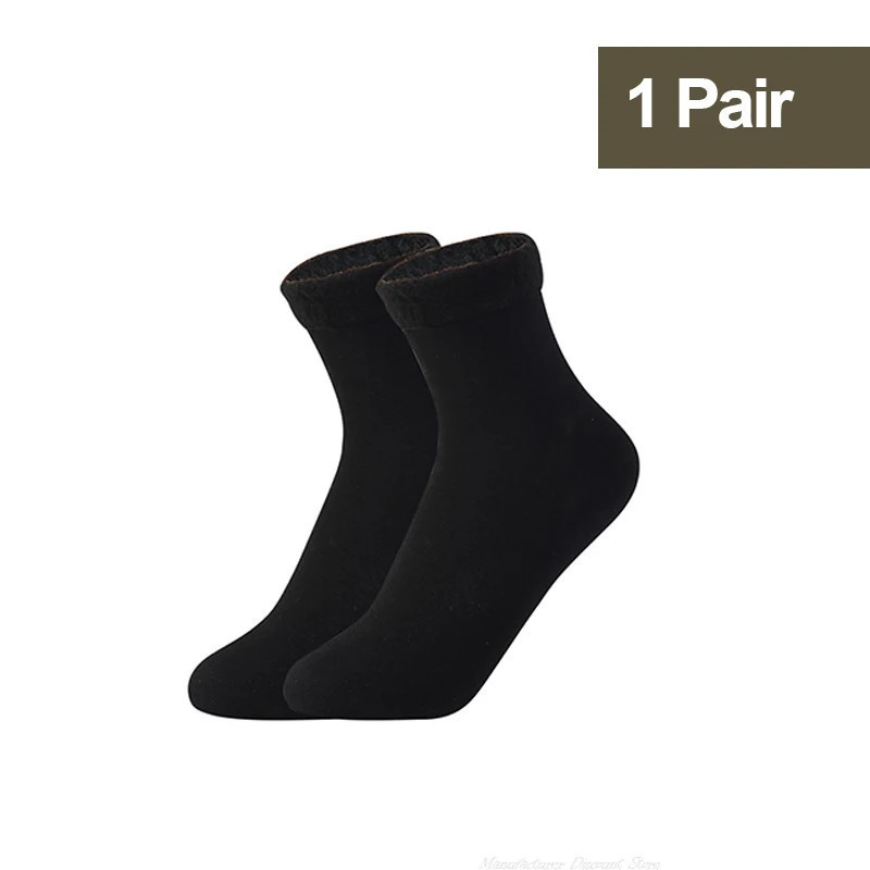 Chaussettes Thermiques Courtes en Laine de Cachemire pour Femme, Bottes de Neige en Velours, Épaisses, Chaudes, pour Hiver, 1/2/