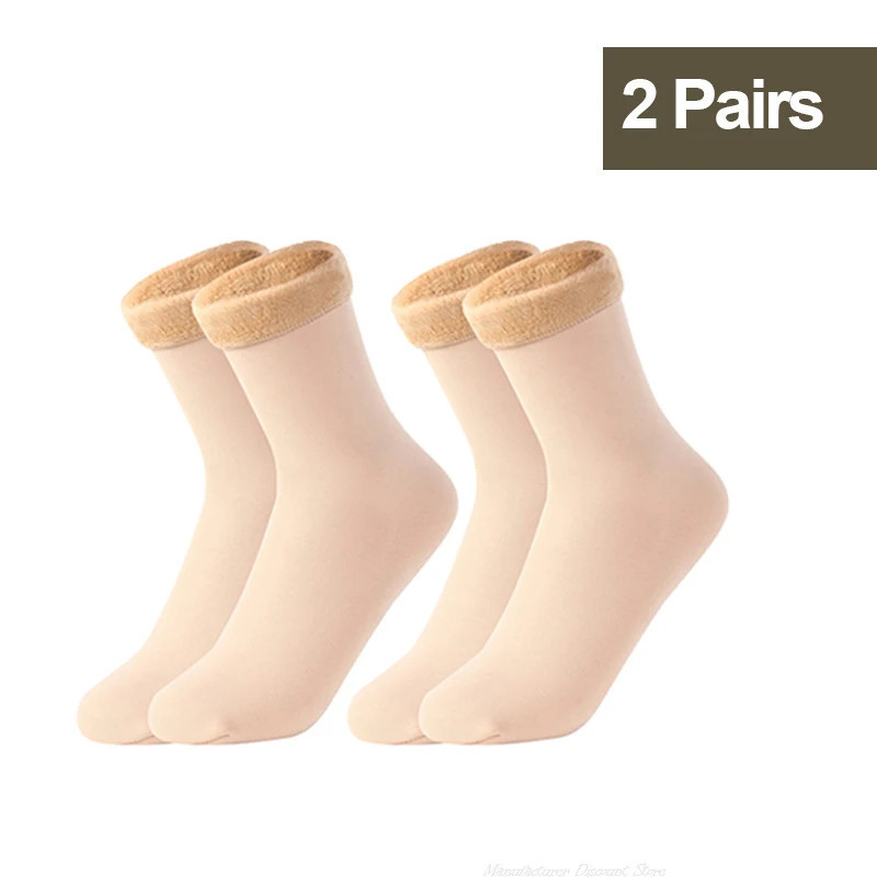 Chaussettes Thermiques Courtes en Laine de Cachemire pour Femme, Bottes de Neige en Velours, Épaisses, Chaudes, pour Hiver, 1/2/