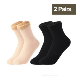 Chaussettes Thermiques Courtes en Laine de Cachemire pour Femme, Bottes de Neige en Velours, Épaisses, Chaudes, pour Hiver, 1/2/