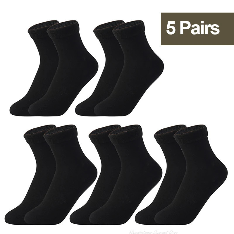 Chaussettes Thermiques Courtes en Laine de Cachemire pour Femme, Bottes de Neige en Velours, Épaisses, Chaudes, pour Hiver, 1/2/