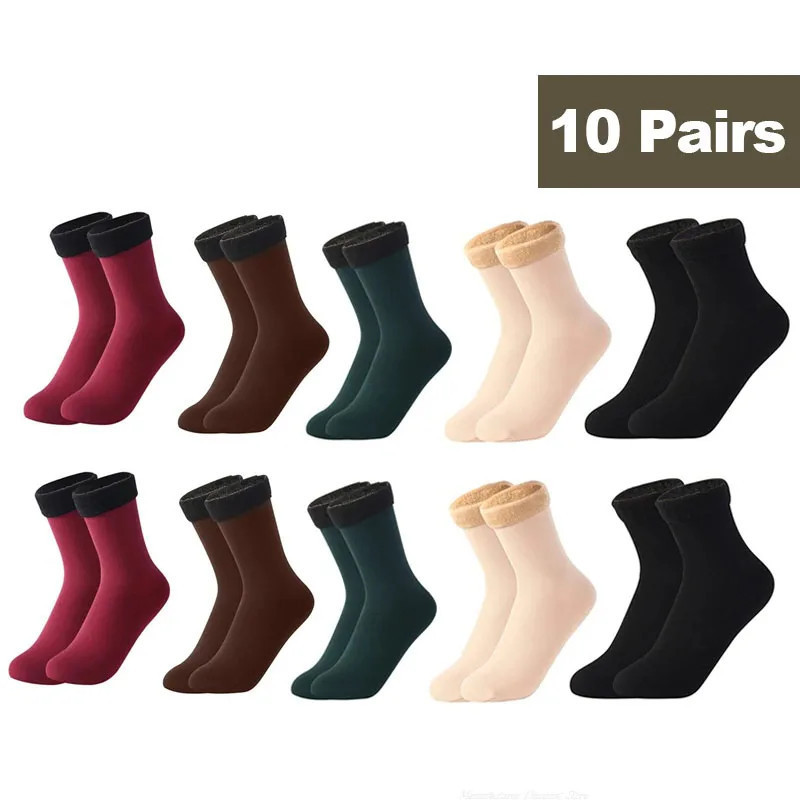 Chaussettes Thermiques Courtes en Laine de Cachemire pour Femme, Bottes de Neige en Velours, Épaisses, Chaudes, pour Hiver, 1/2/