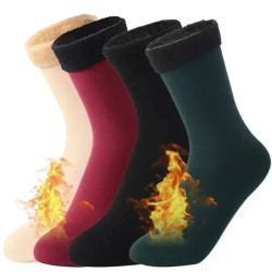 Chaussettes Thermiques Courtes en Laine de Cachemire pour Femme, Bottes de Neige en Velours, Épaisses, Chaudes, pour Hiver, 1/2/