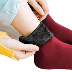 Chaussettes Thermiques Courtes en Laine de Cachemire pour Femme, Bottes de Neige en Velours, Épaisses, Chaudes, pour Hiver, 1/2/